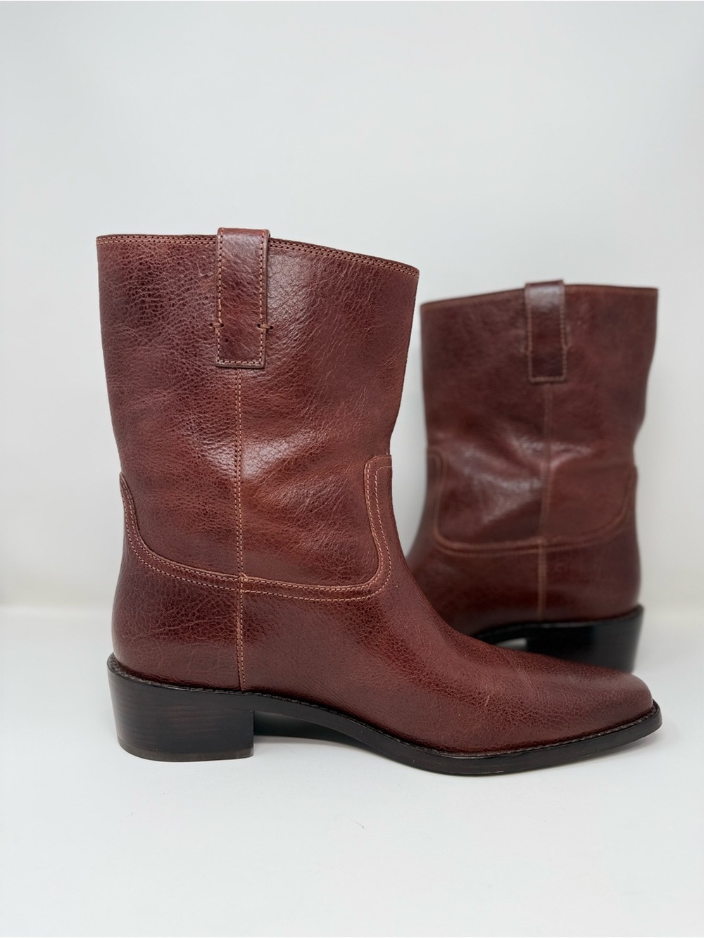 Tory Burch City Western Ankle Boot Brown Leather Sz 9.5 - Picture 12 of 15